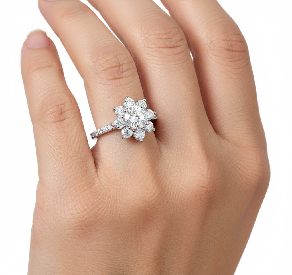 Fleur d’Éternité – Bague en Zircon Éclat Floral